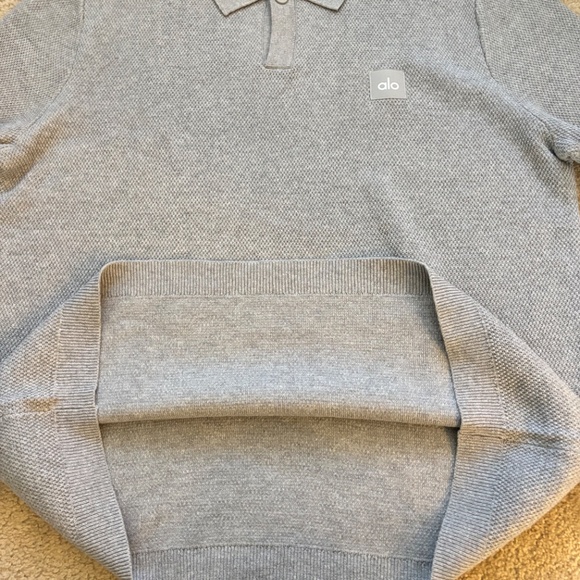 Alo Sports Club Sweater Knit Polo Grey Size XL - Picture 13 of 15